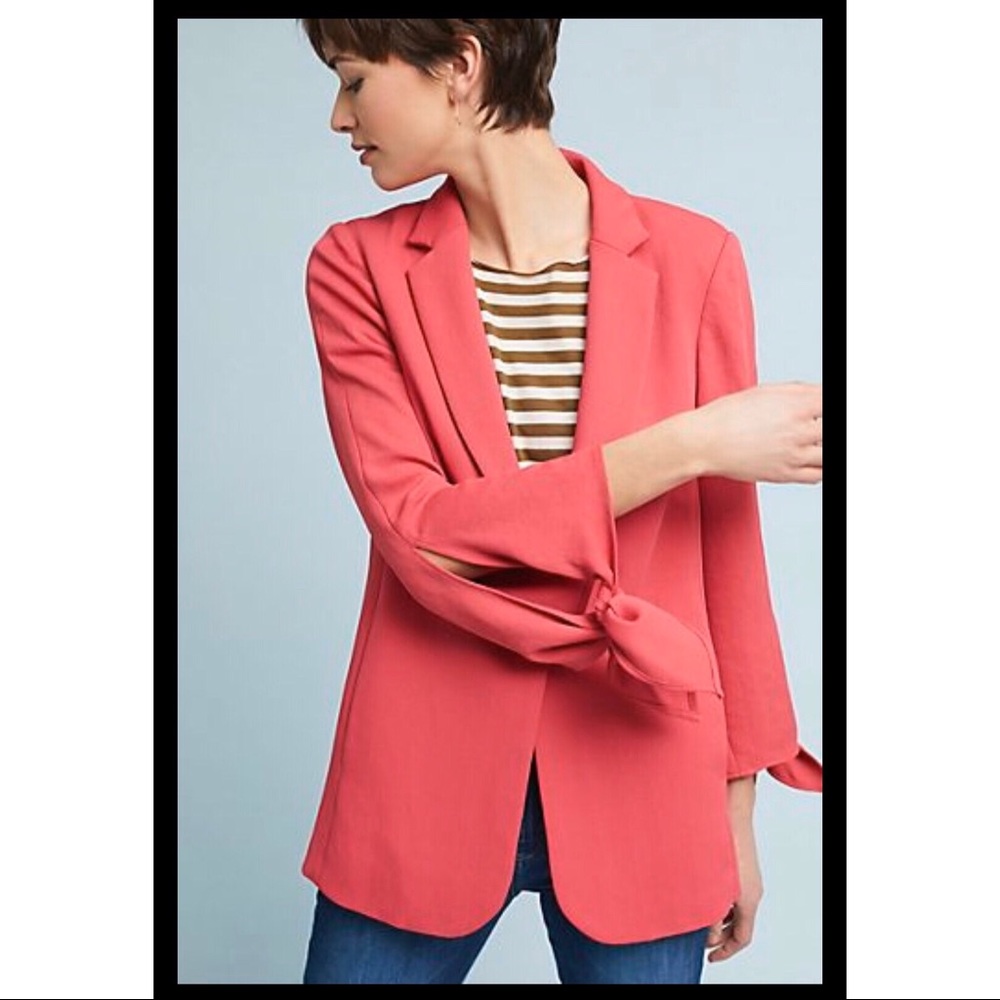 Anthropologie Cartonnier tied-sleeve blazer Pink
